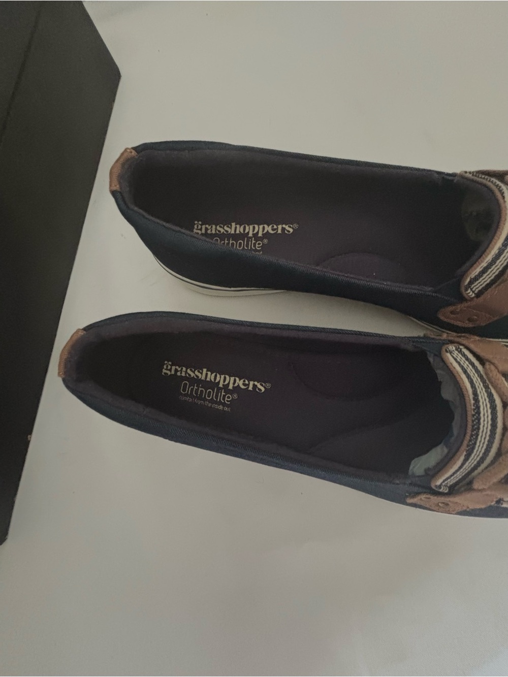 NEW NAVY GRASSHOPPER WINDSOR KNOT DENIM STRIPE CANVAS NAUTICAL SZ 9.5 - Picture 9 of 11
